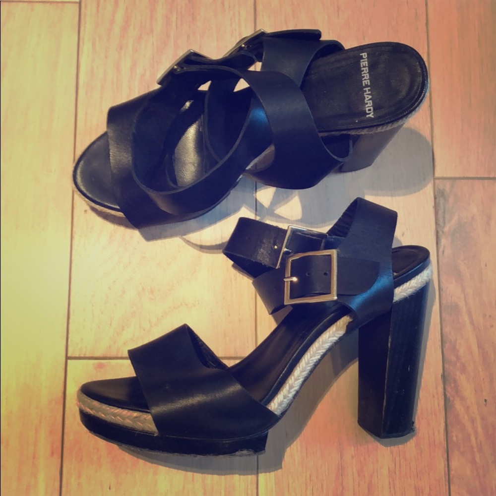 Pierre Hardy - black leather platform heel sandal